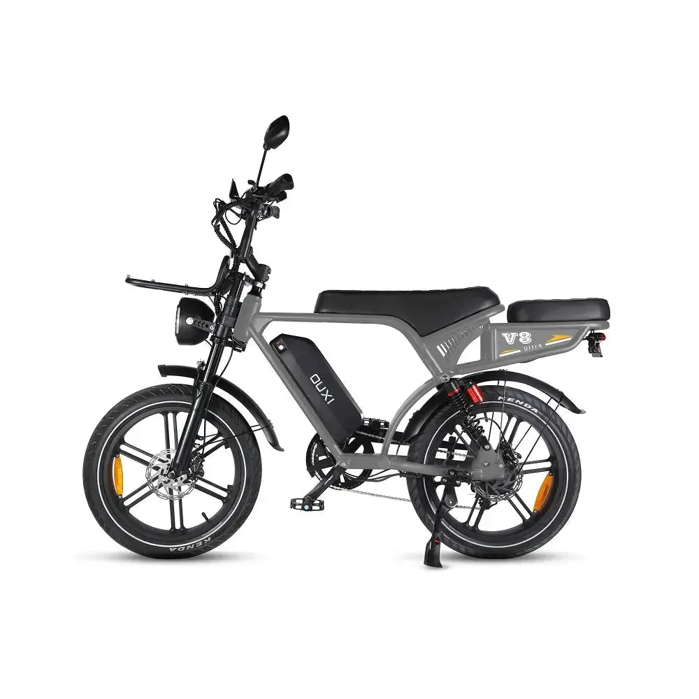 Ouxi V8 Ultra - Donkergrijs - Bruin Zadel - fatbikeskopen.nl