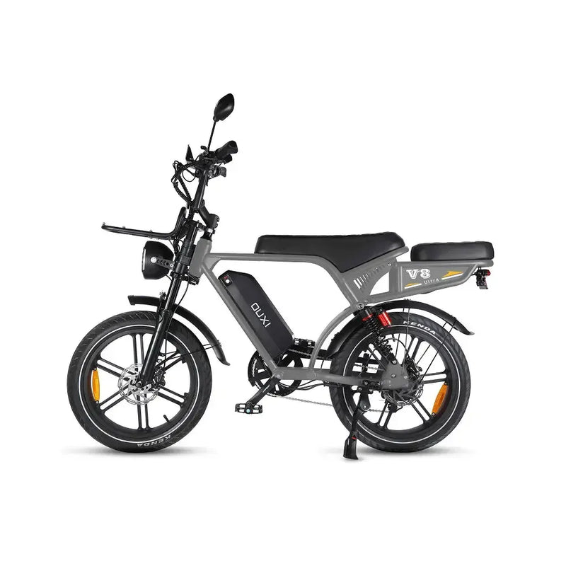 Ouxi V8 Ultra - Donkergrijs - Bruin Zadel - fatbikeskopen.nl