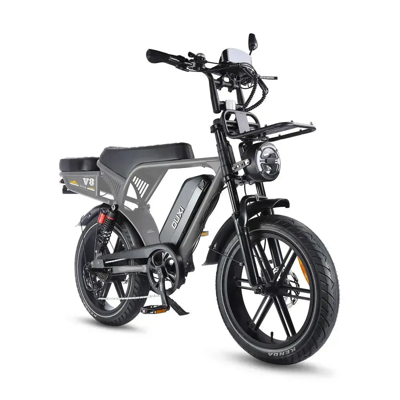 Ouxi V8 Ultra - Donkergrijs - Bruin Zadel - fatbikeskopen.nl