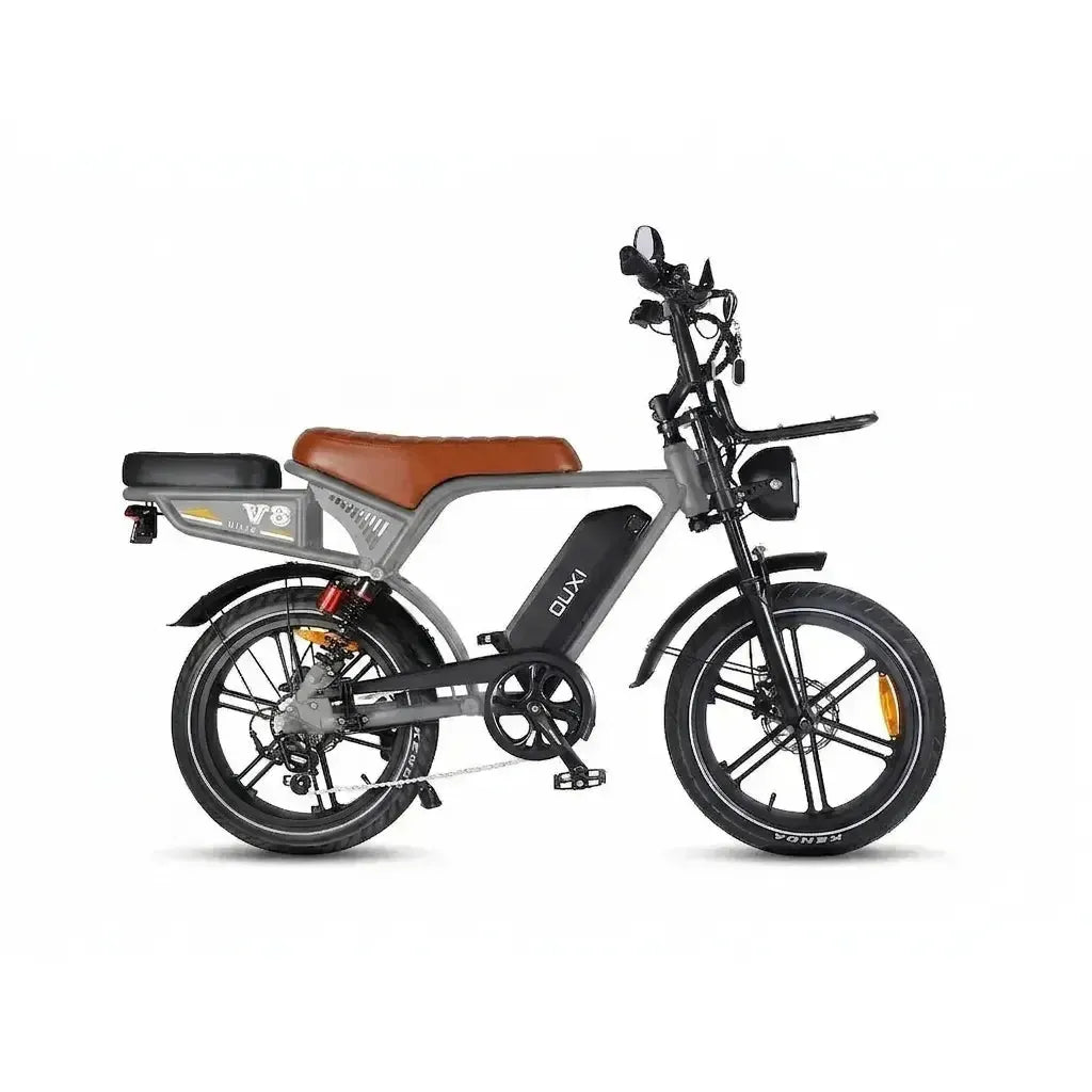 Ouxi V8 Ultra - Donkergrijs - Bruin Zadel - fatbikeskopen.nl