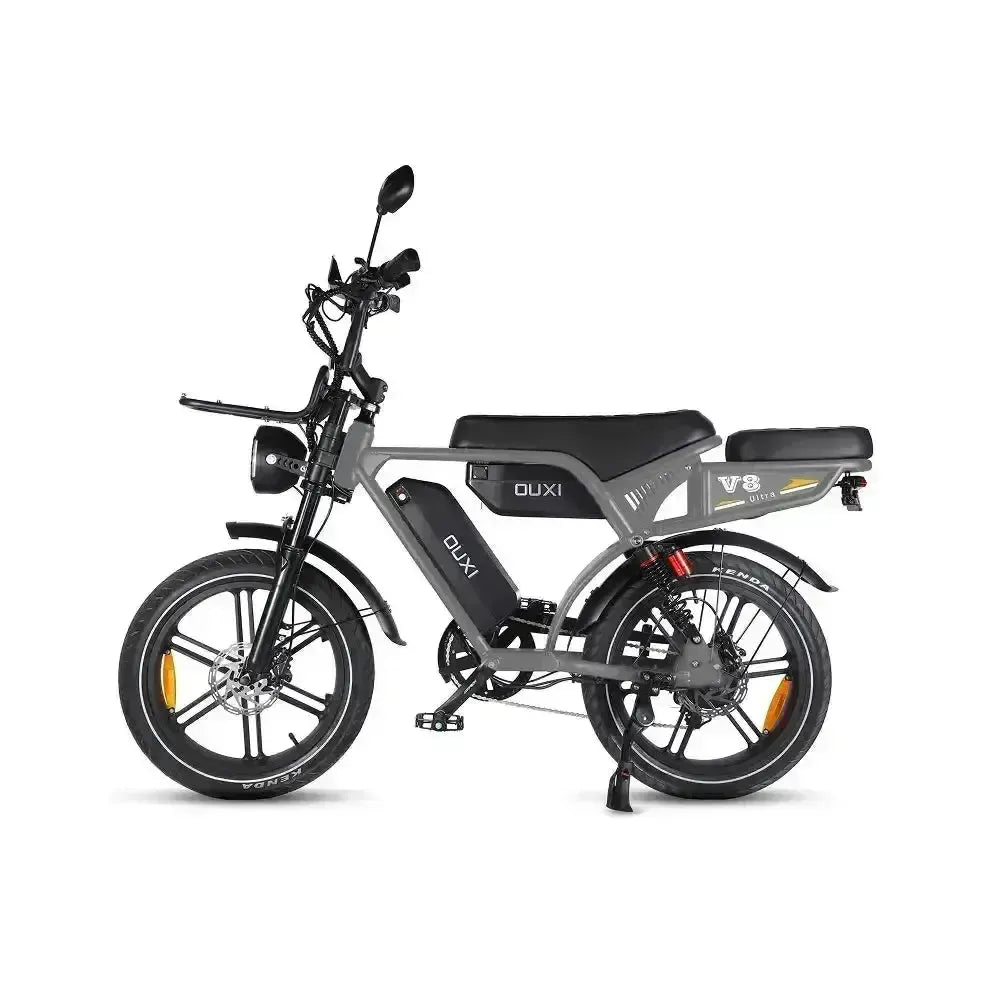 Ouxi V8 Ultra Max - Donkergrijs - Bruin Zadel - fatbikeskopen.nl