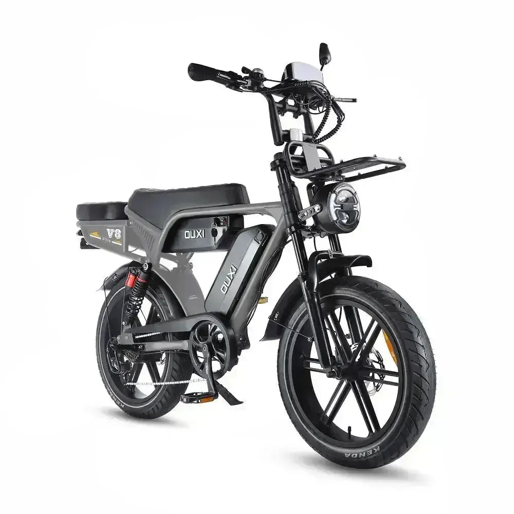 Ouxi V8 Ultra Max - Donkergrijs - Bruin Zadel - fatbikeskopen.nl