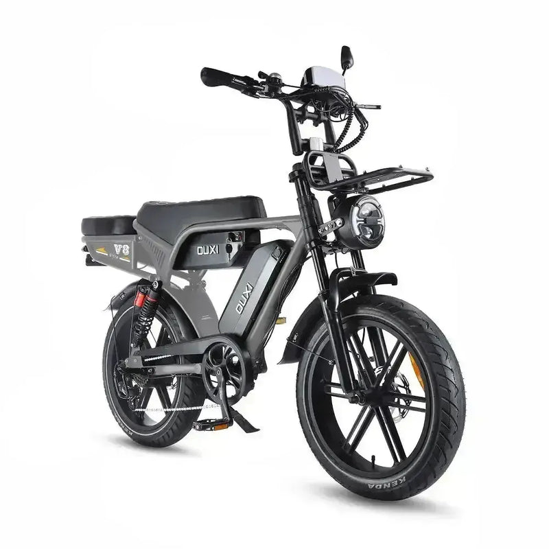 Ouxi V8 Ultra Max - Donkergrijs - Bruin Zadel - fatbikeskopen.nl