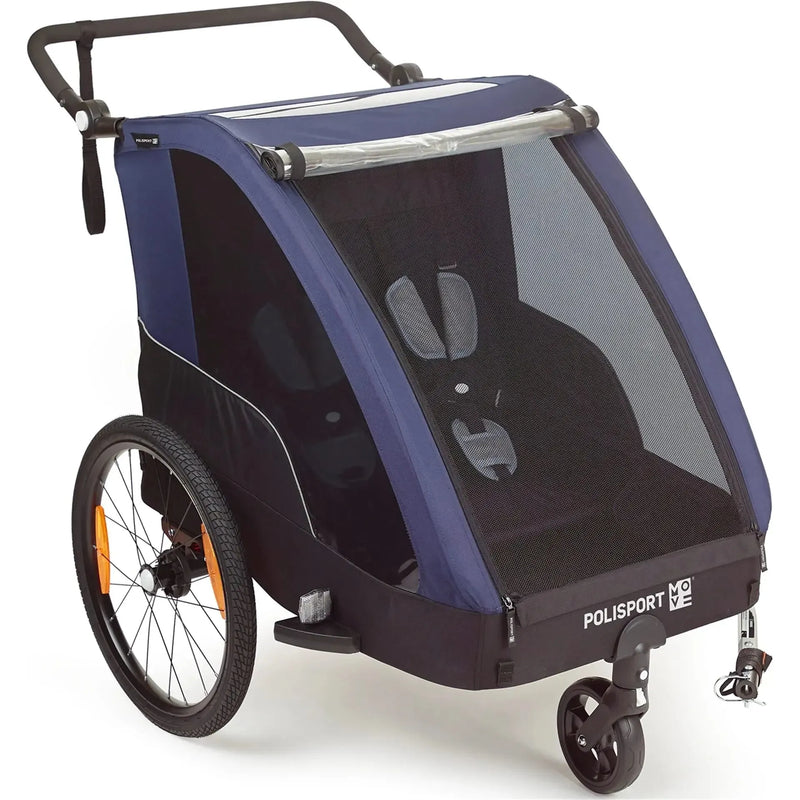 Polisport Kids Trailer Voor Fietsen En Wandelen Grey / Blue - fatbikeskopen.nl