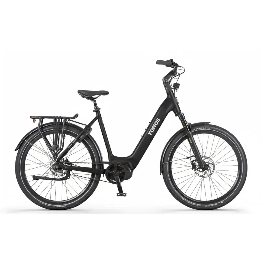 mountainbike framemaat 19 inch Tomos EB 19 - Zwart Mat kopen? - Actieradius tot 160 km, Lage instap, Hydraulische schijfremmen, Shimano Nexus 7 speed